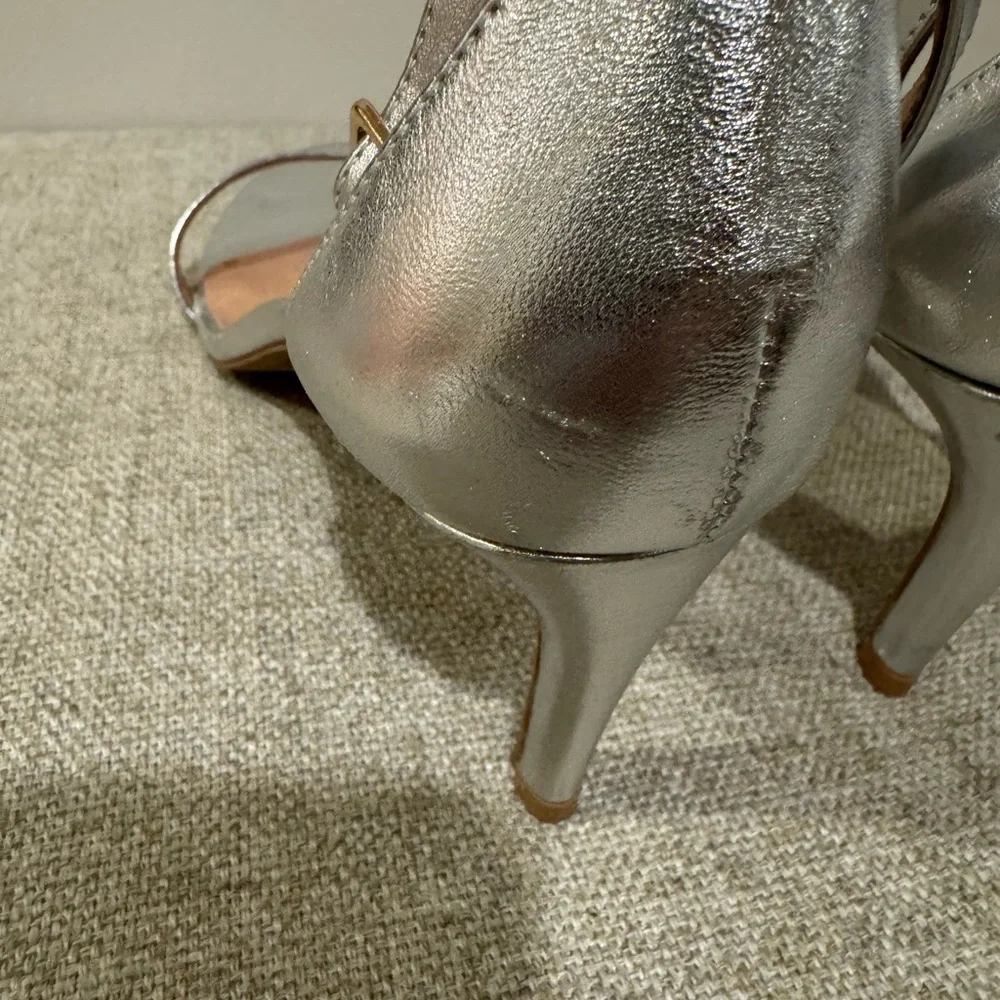 Brand New Joie Silver Metallic Strappy Sandal Formal‎ Black Tie Wedding Feminine